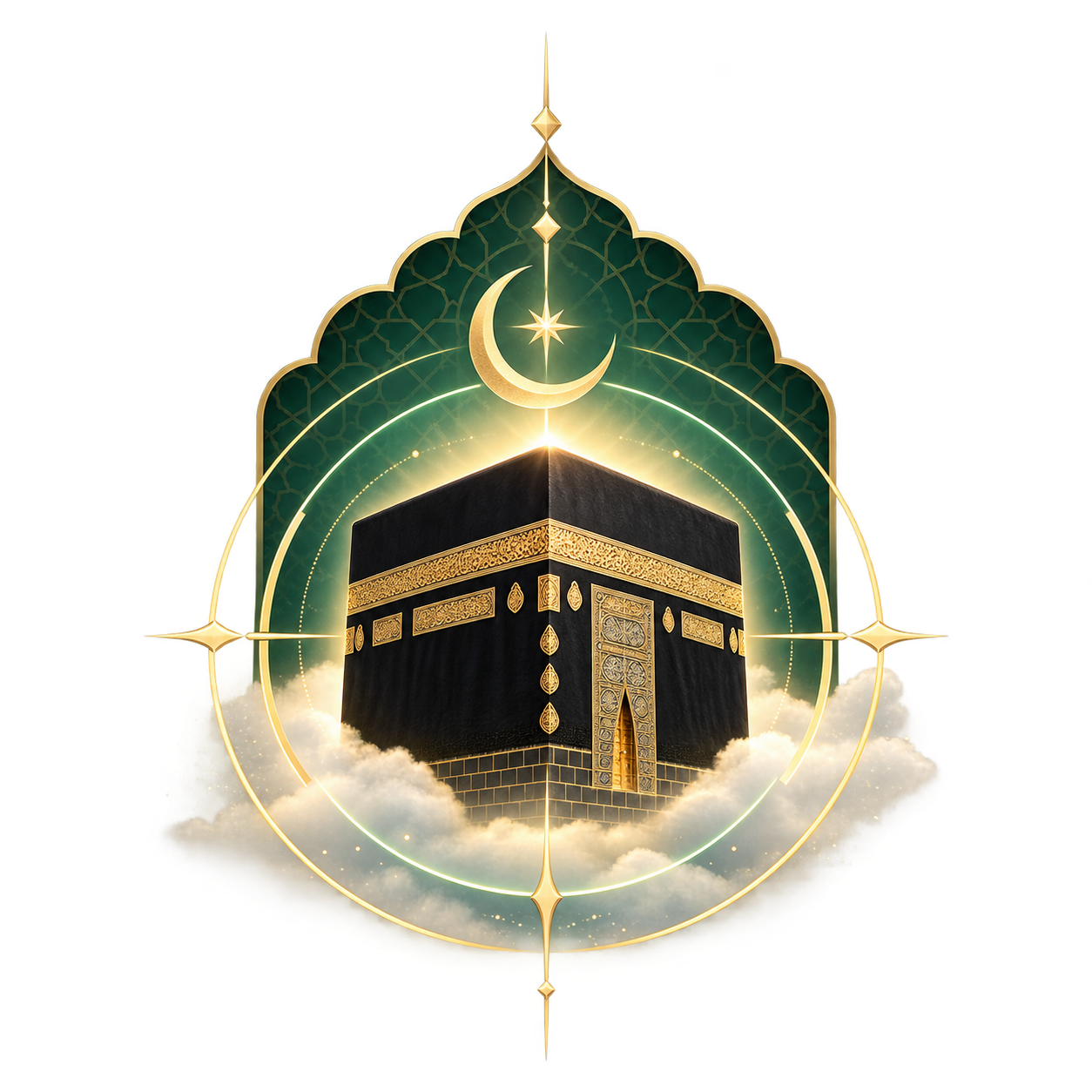 KıbleAura Kaaba and crescent brand artwork